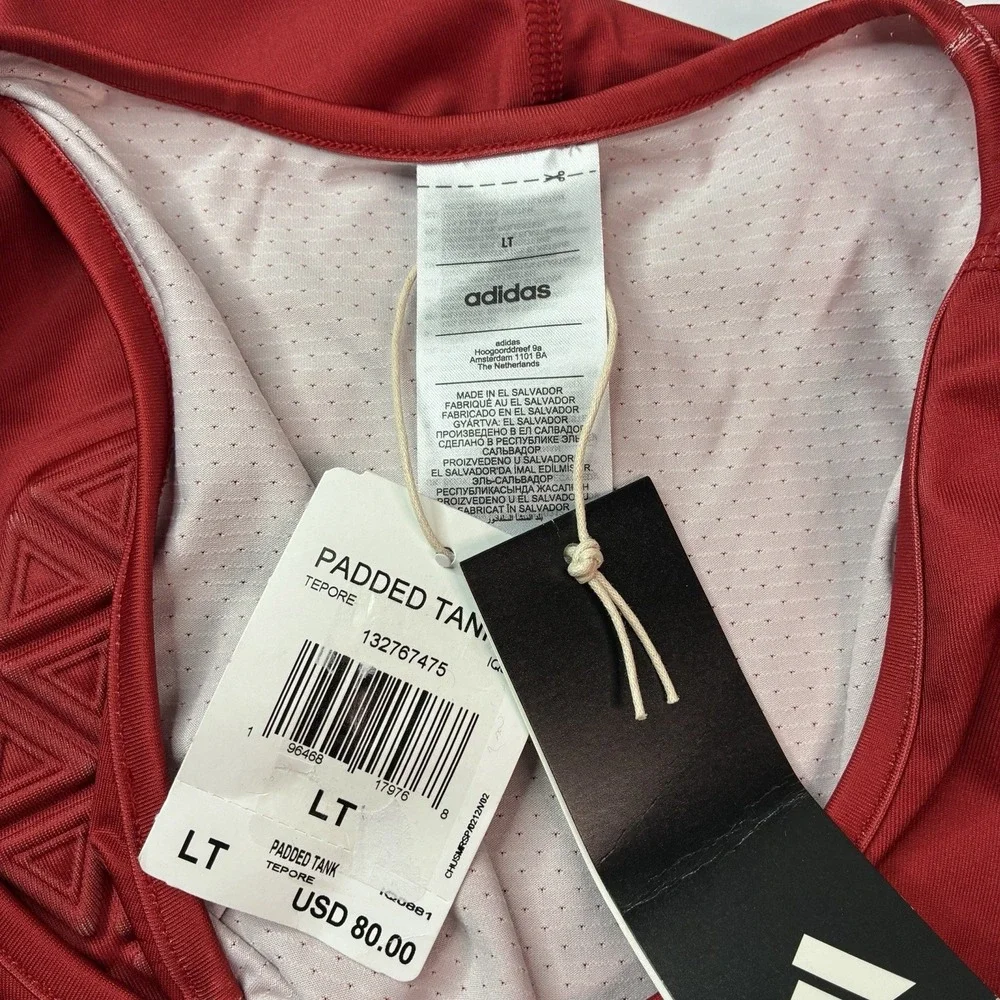 Adidas Aeroready Padded Basketball Compression Top Red Men's Size LT IQ0881